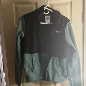 The North Face Black and Teal Fleece Jacket